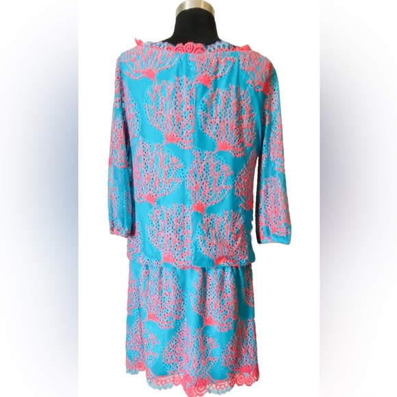 NWT Lilly Pulitzer Cee Cee Dress— Snorkel Blue Coral Mesh Lace - Picture 6 of 10
